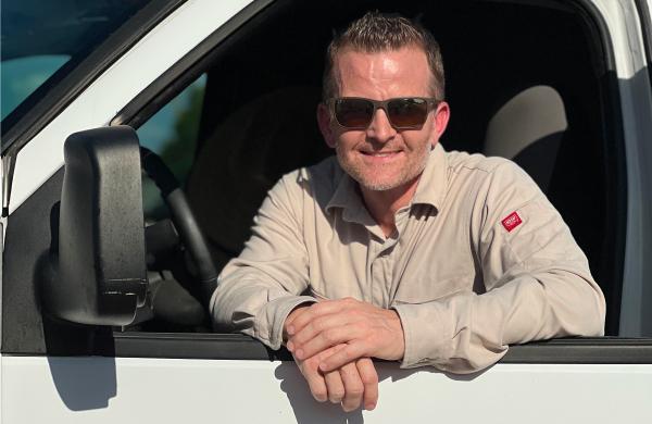 HVAC technician and service truck in Mesa, AZ